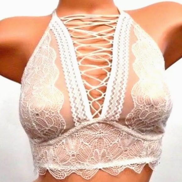 Victoria's Secret Other - 🎀 Victorias Secret 🎀 Very Sexy Lace-Up High Neck Bralette Bra | M | NWOT